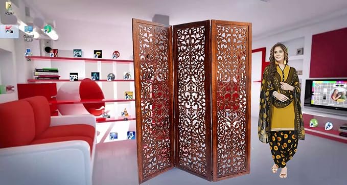 Musa Kazim Wooden Partition | Living Room Partition | Room Divider ...