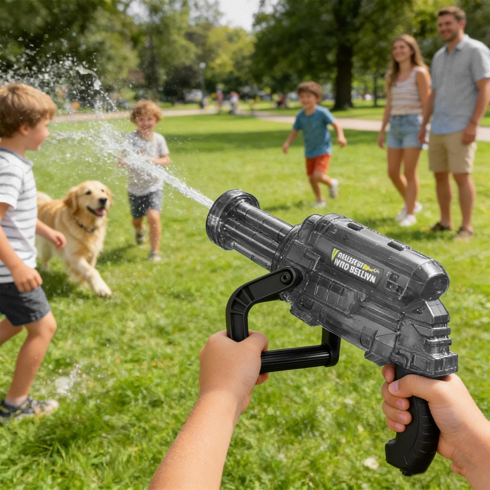 Giocattolo Elettrico per Pistola ad Acqua Sparatore Automatico per Esterni | Giochi da Piscina con Effetti Luce e Fiamma per Bambini Giardino Feste Estive Spiaggia