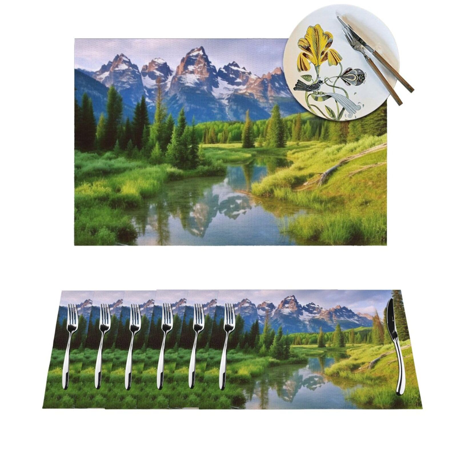 Set de table antidérapant et résistant chaleur vinyle lavable pour décoration de cuisine
