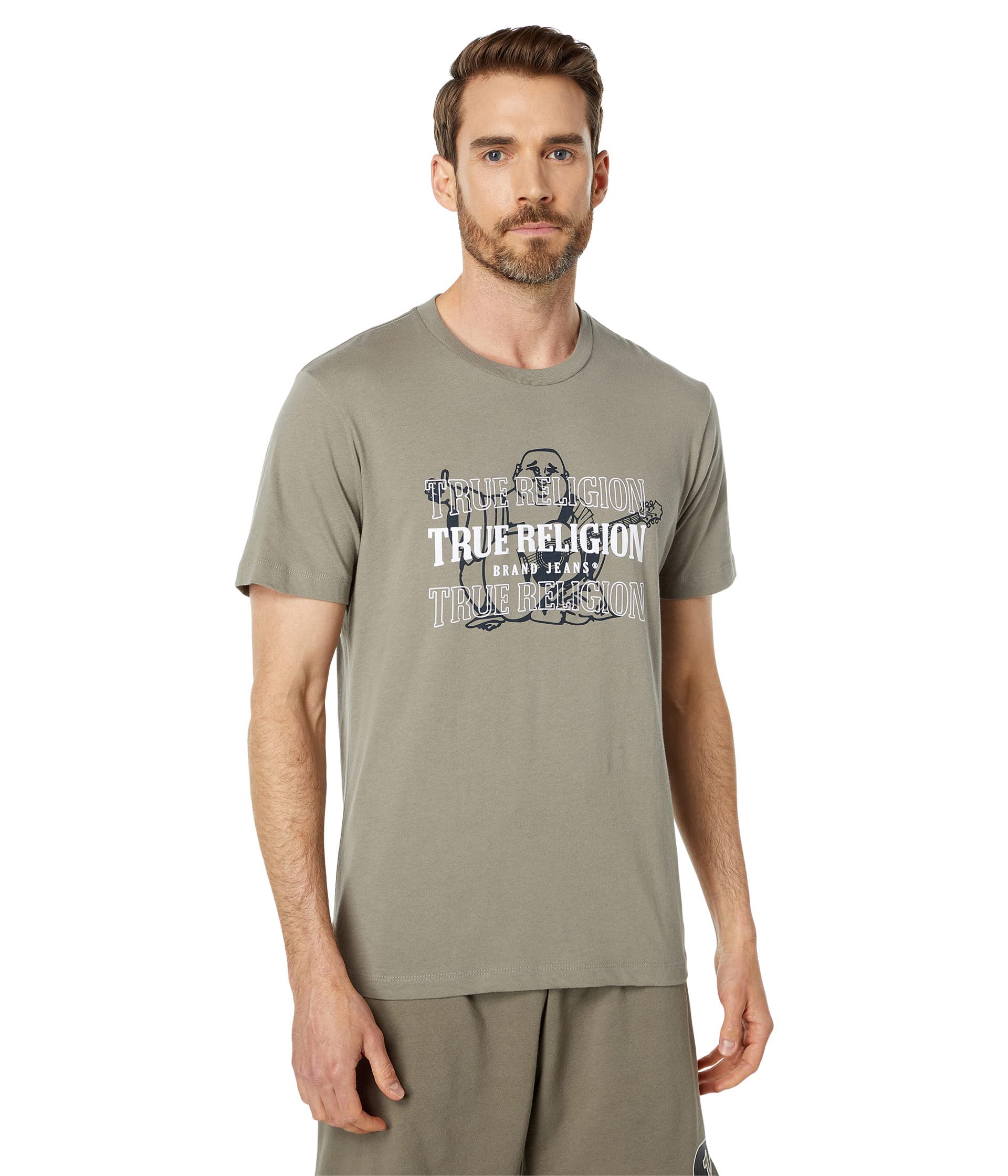 TRUE RELIGIONMen's 3 Arch Buddha Tee, Brindle, XX-Large