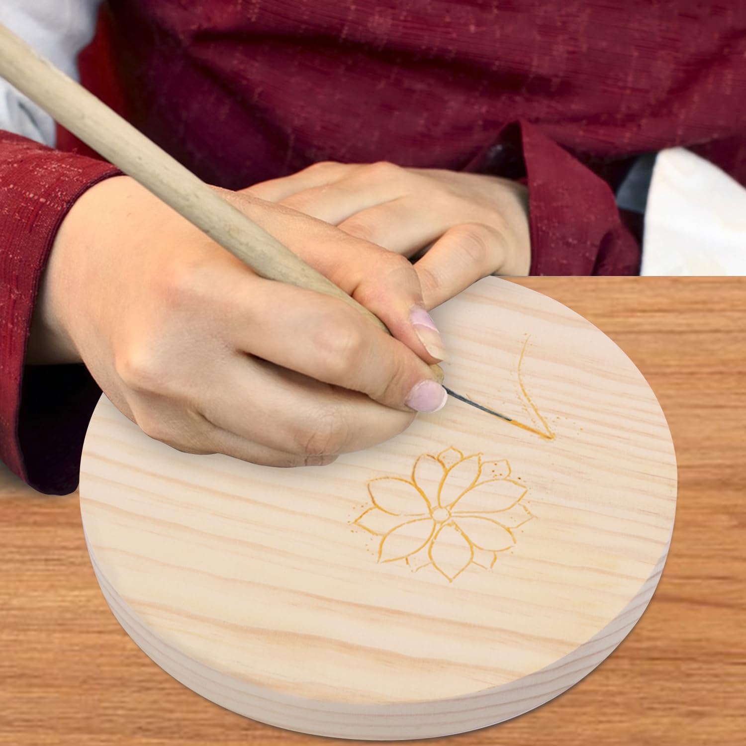 GNIEMCKIN 8-Pack 8-Inch Unfinished Wood Discs – Round Plaques For Coasters, Crafts, Decor - View #7