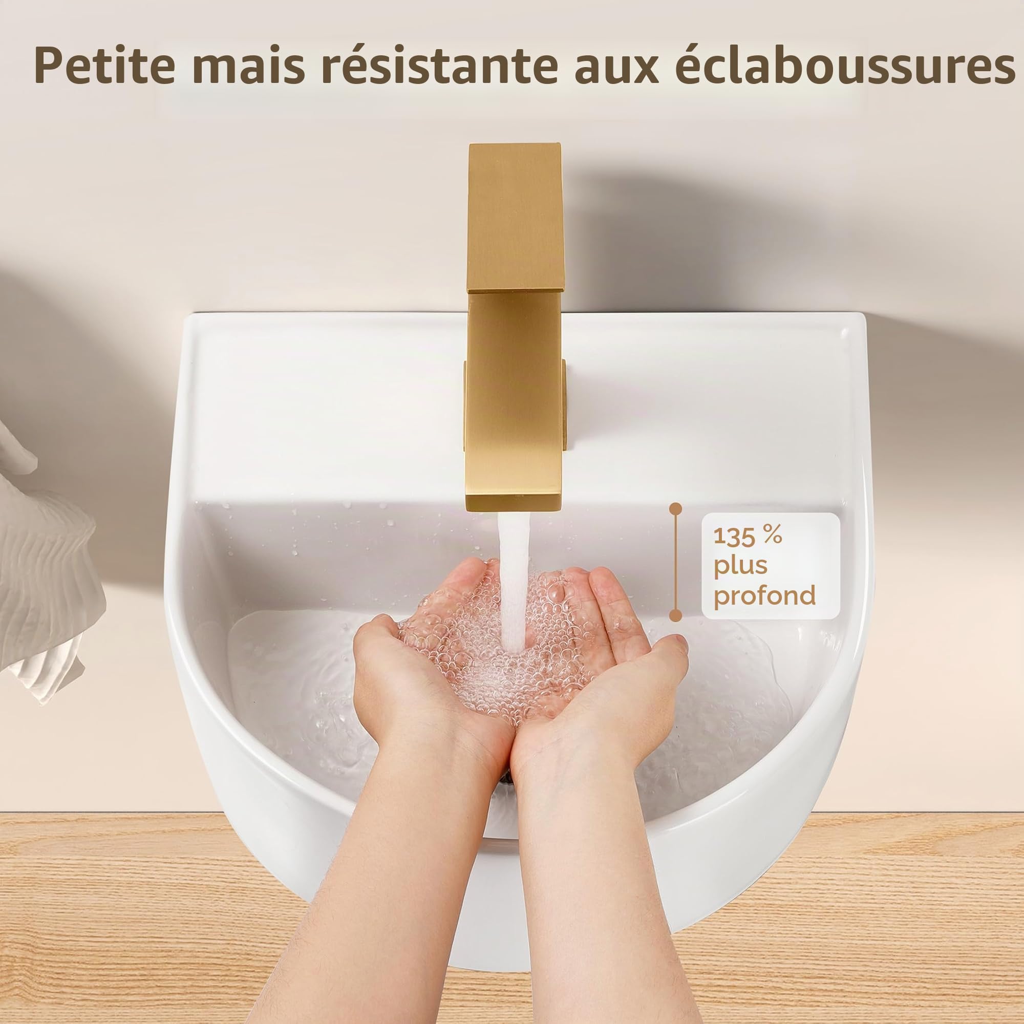 KES Lavabo Suspendu Salle de Bain et WC 32,4 x 28,5 x 13 cm Blanc Céramique Lavabo Salle de Bain Rond Moderne, BWSC101