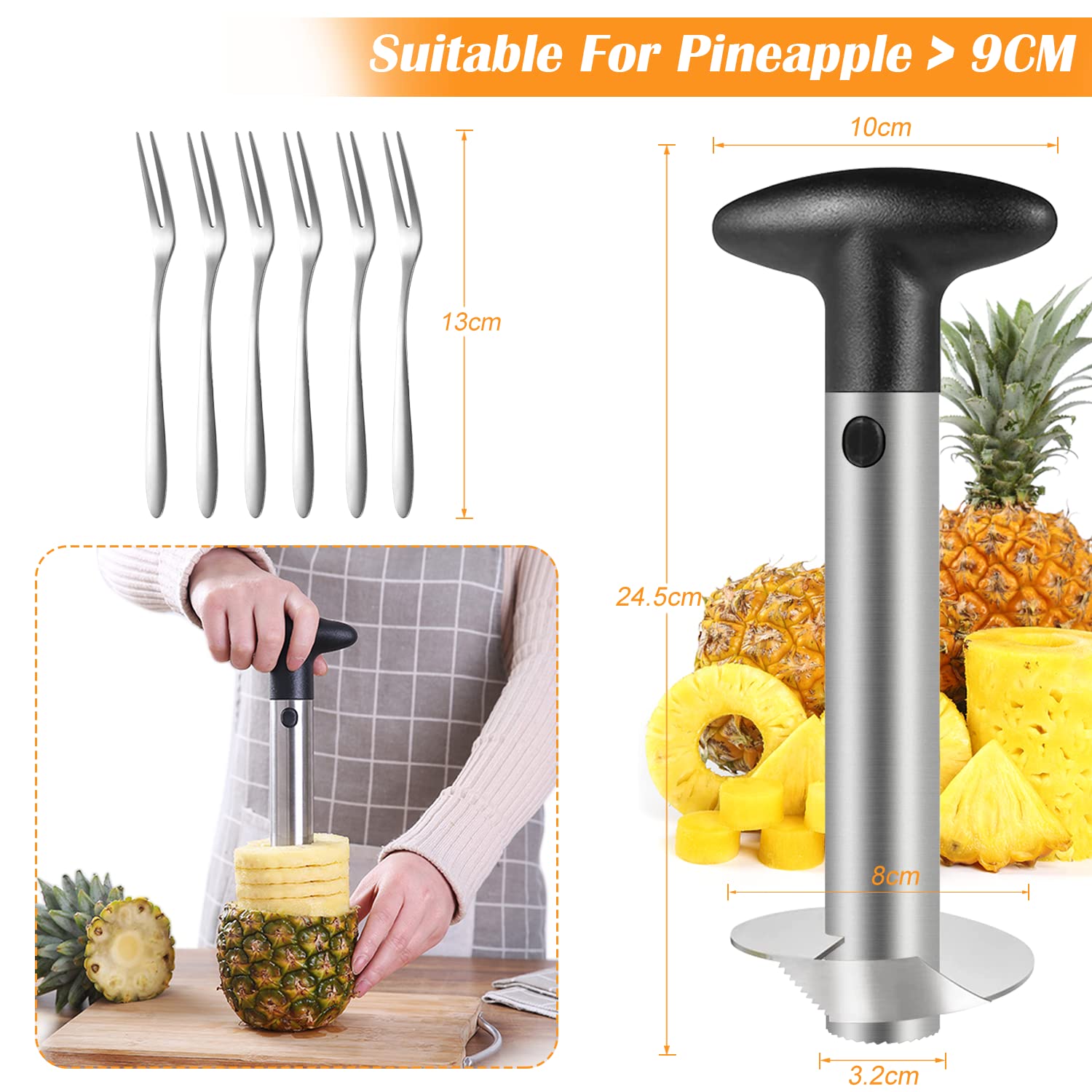 Ananasentkerner Edelstahl - 2-in-1 Schäler Mit Abnehmbarem Griff Für Perfekte Ringe