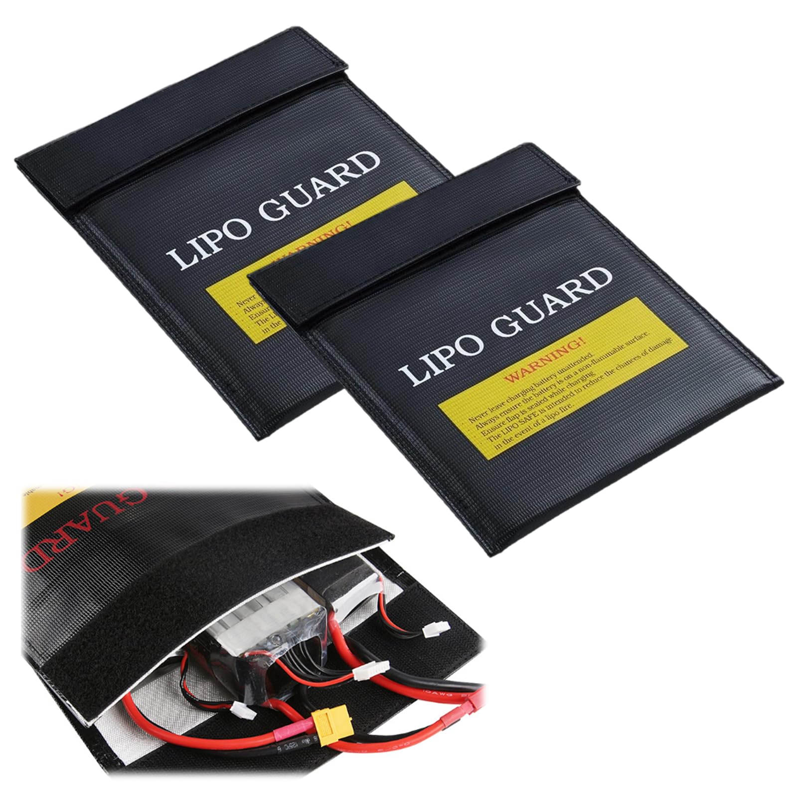 Lipo Bag, Battery Bag, Fireproof Lipo Safe Bag for Safe Charging and Storage, 2PCS Black PAWBOSE Lithium Battery Safety Pouch, Fire Resistant Battery for Secure Use