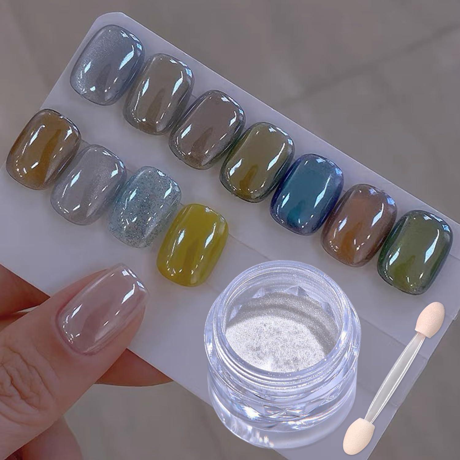 Wahrshei Chrom-Nagelpulver Mit Perlen-Effekt – Für Glazed Donut Nails, Schimmernd & Vielseitig