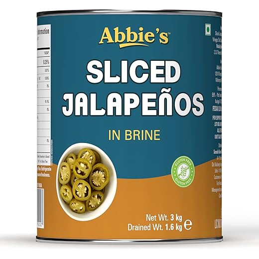 Abbie's Jalapeno Slice in Brine A10, 3 kg | Ready To Eat Jalapeno Pickle | Perfect For Toppings In Pizza,Pasta, Sandwich,Nachos, Salad