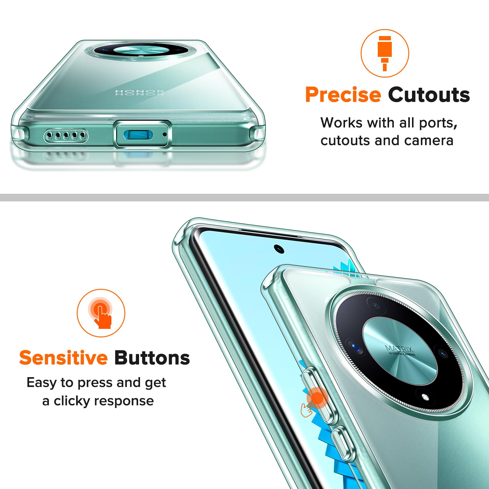 iVoler Anti Ingiallimento Chiaro Cover per Honor X7a