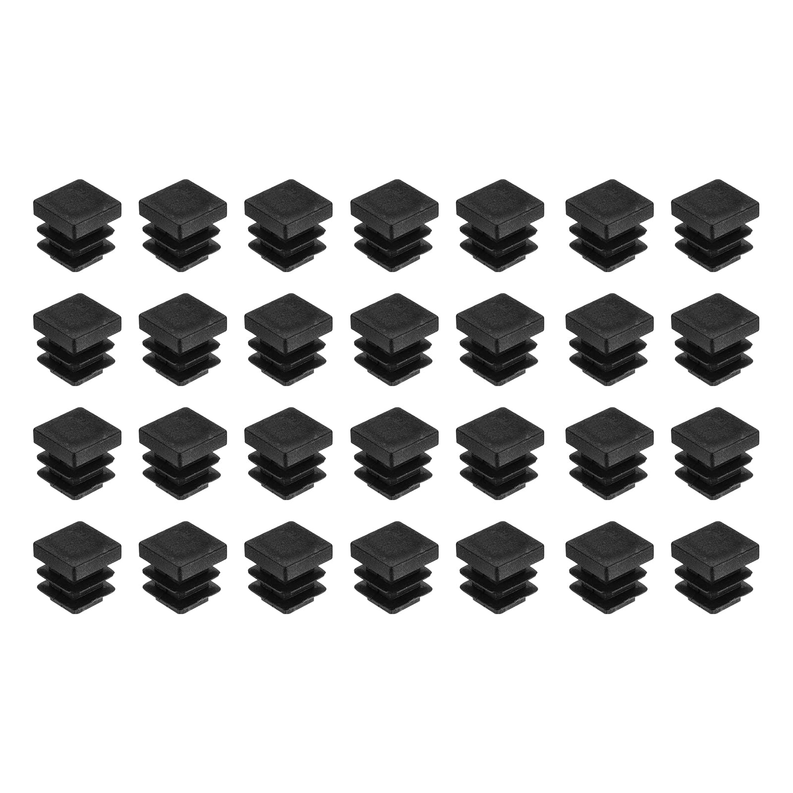 uxcell 28Pcs Square Plastic Plugs, 13 x 13mm/0.51 x 0.51inch PE Pipe Tubing End Caps for 9-11mm/0.35-0.43inch Square Tube Furniture Chair Leg, Black