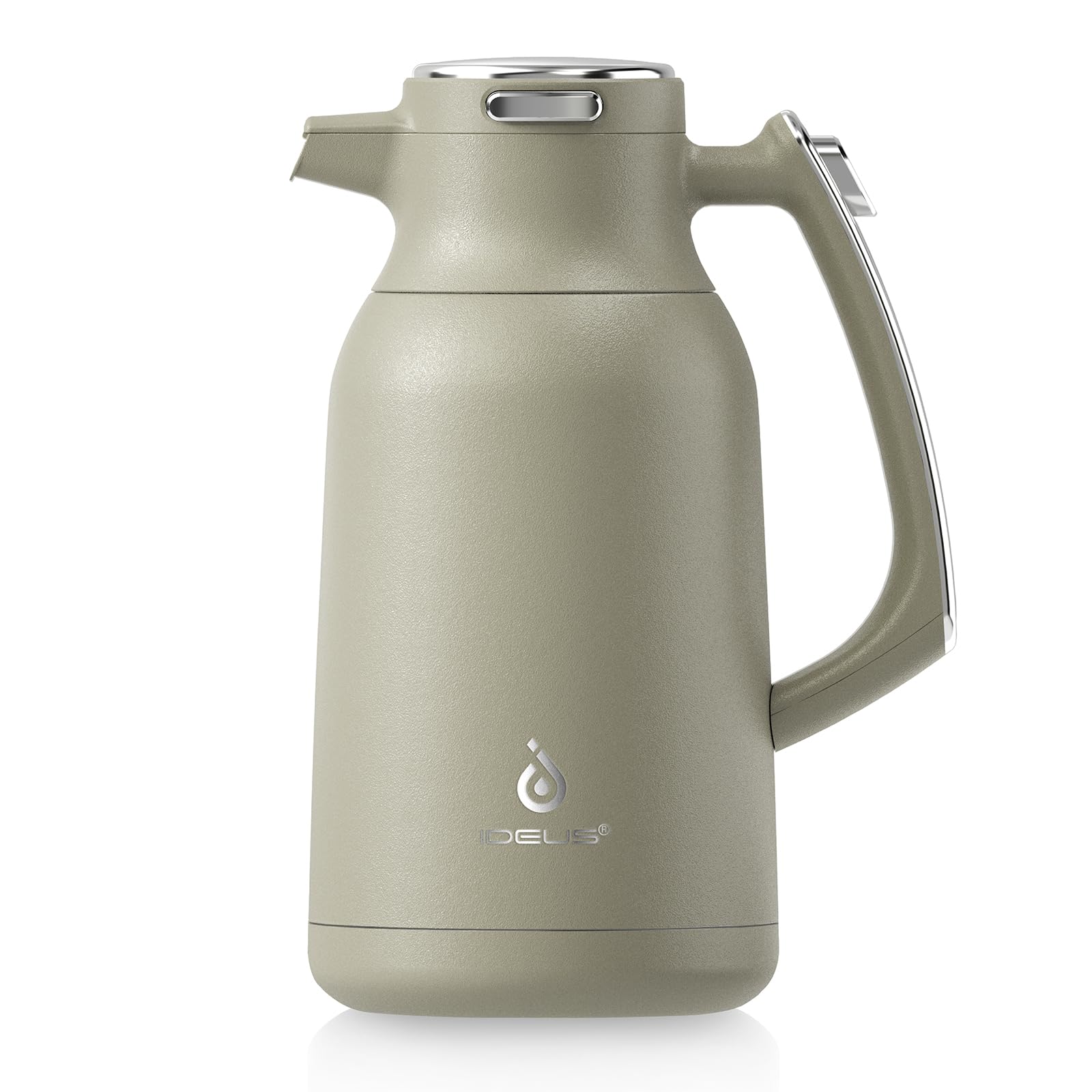 IDEUS 68 oz Stainless Steel Thermal Coffee Carafe, Double Wall Insulated Vacuum Flask, Water Coffee and Beverage Dispenser, 12 Hour Heat 24 Hour Cold Retention, Mars Celadon