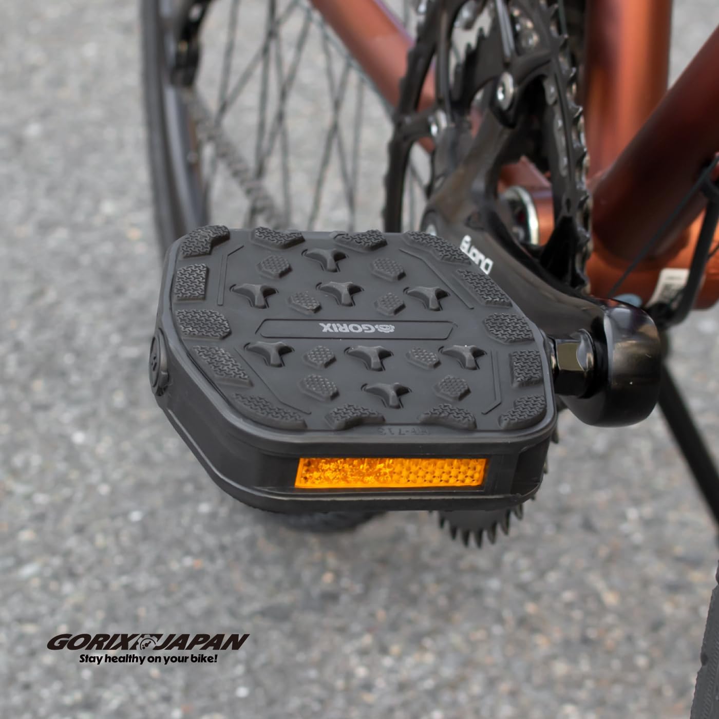 GORIX Bicycle Flat Pedals Reflector Wide Non-Slip Durability Resin Road Mountain Bikes (GX-NONSLIP713)