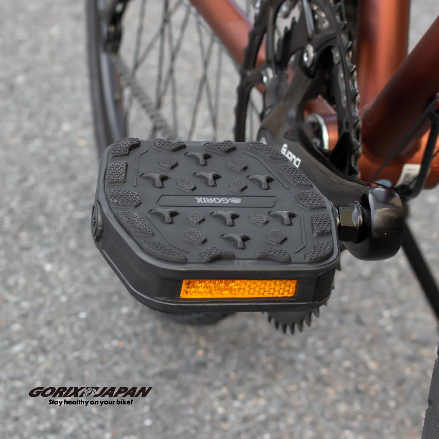 GORIX Bicycle Flache Pedale Reflektor Breite rutschfeste Haltbarkeit Harz Straße Mountainbikes (GX-NONSLIP713)