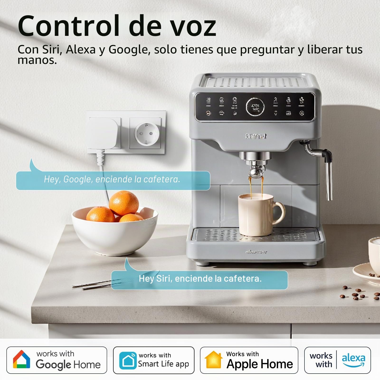 Matter Enchufes Inteligentes con Consumo de Energía, Enchufe WiFi para Hogar Inteligente, Compatible con Apple HomeKit, Alexa y Google, Acceso Remoto, No Requiere Hub, Mini 2Pack