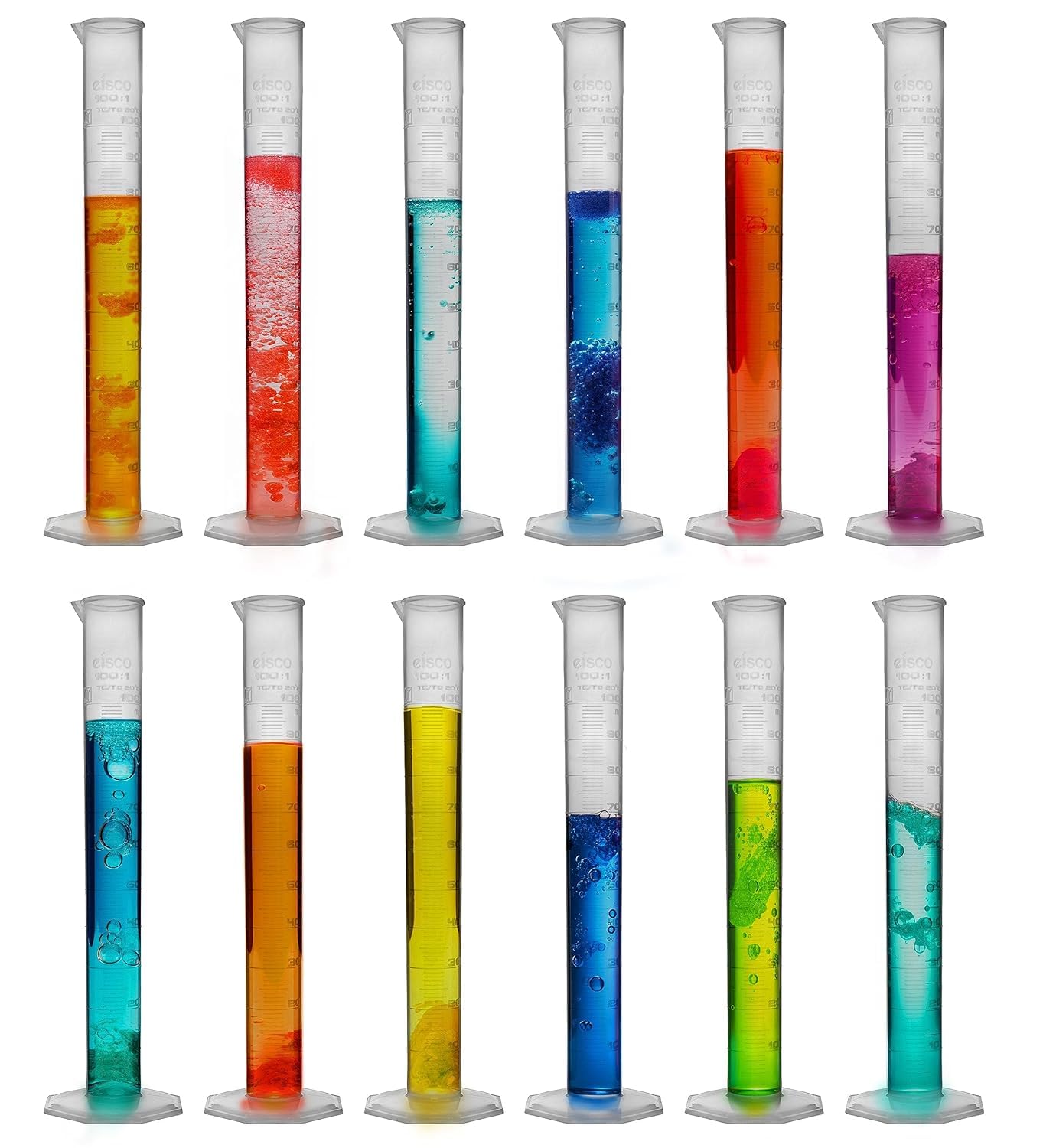 Labcare 12PK Graduated Cylinders 100 mL | Class B Tolerance Measuring Cylinders | Polypropylene Plastic with Octagonal Base | Industrial & Laboratory Use-image-47