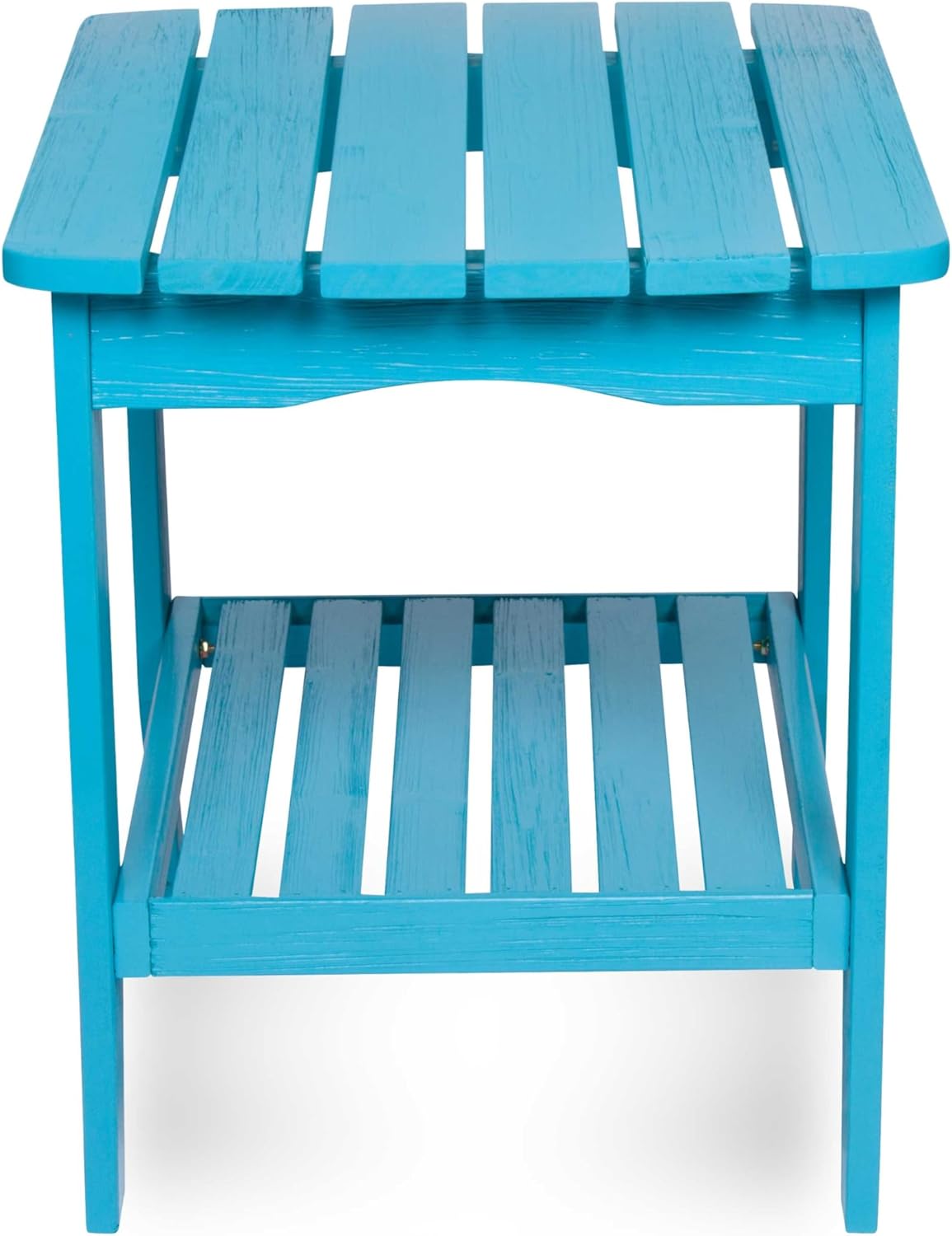 Shine Company Long Island Rectangular Solid Wood End Table, Outdoor Adirondack Side Table, Aqua