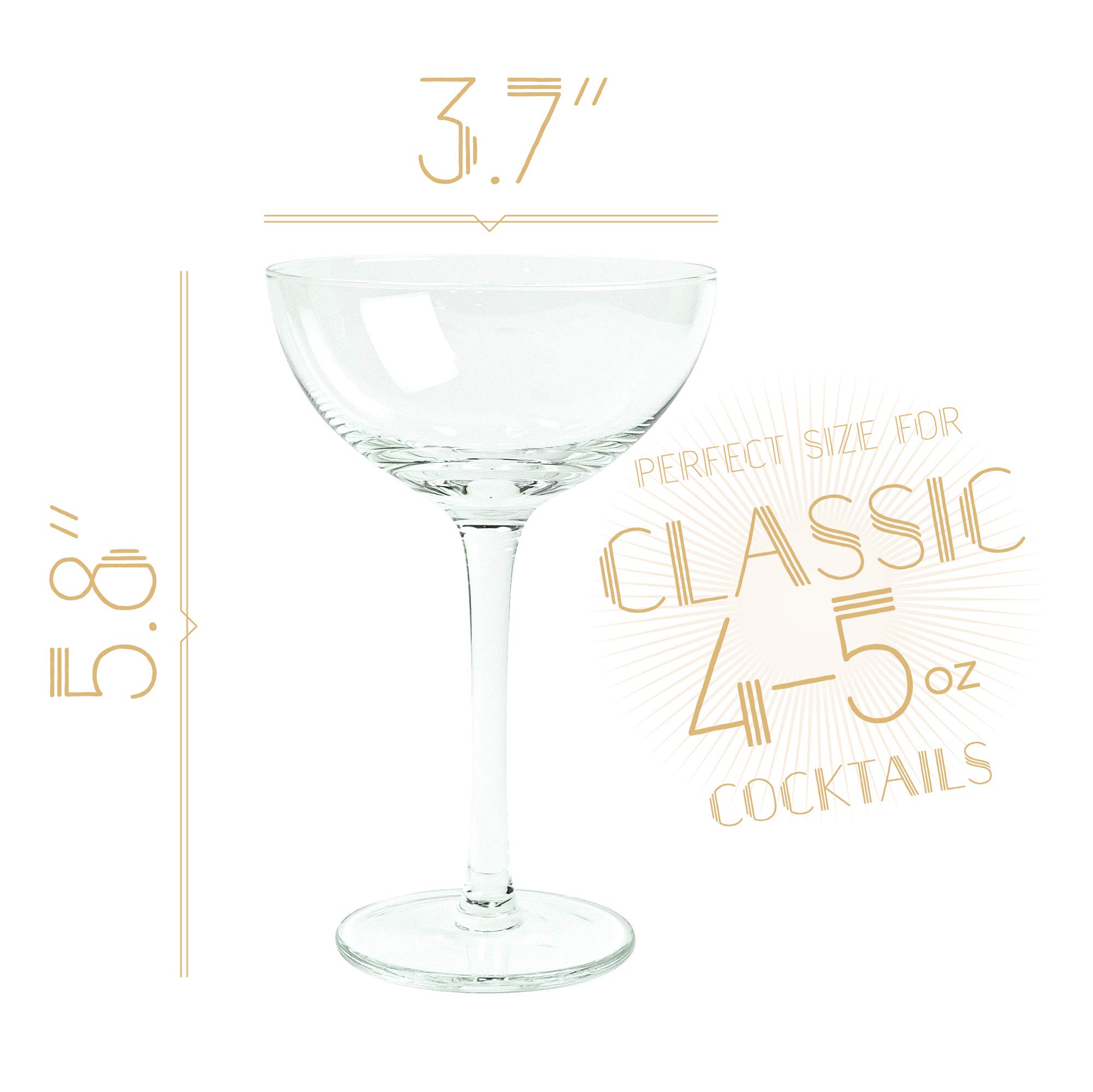 Vintage Crystal Champagne Coupe Glasses Set of 2 45 oz Classic