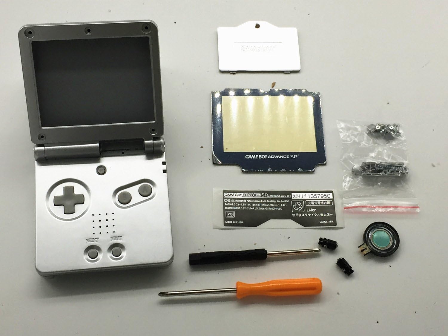 Full Parts Replacement Housing Shell Pack for Nintendo Gameboy Advance SP GBA SP(Silver)(Battery and Manual are Not included)