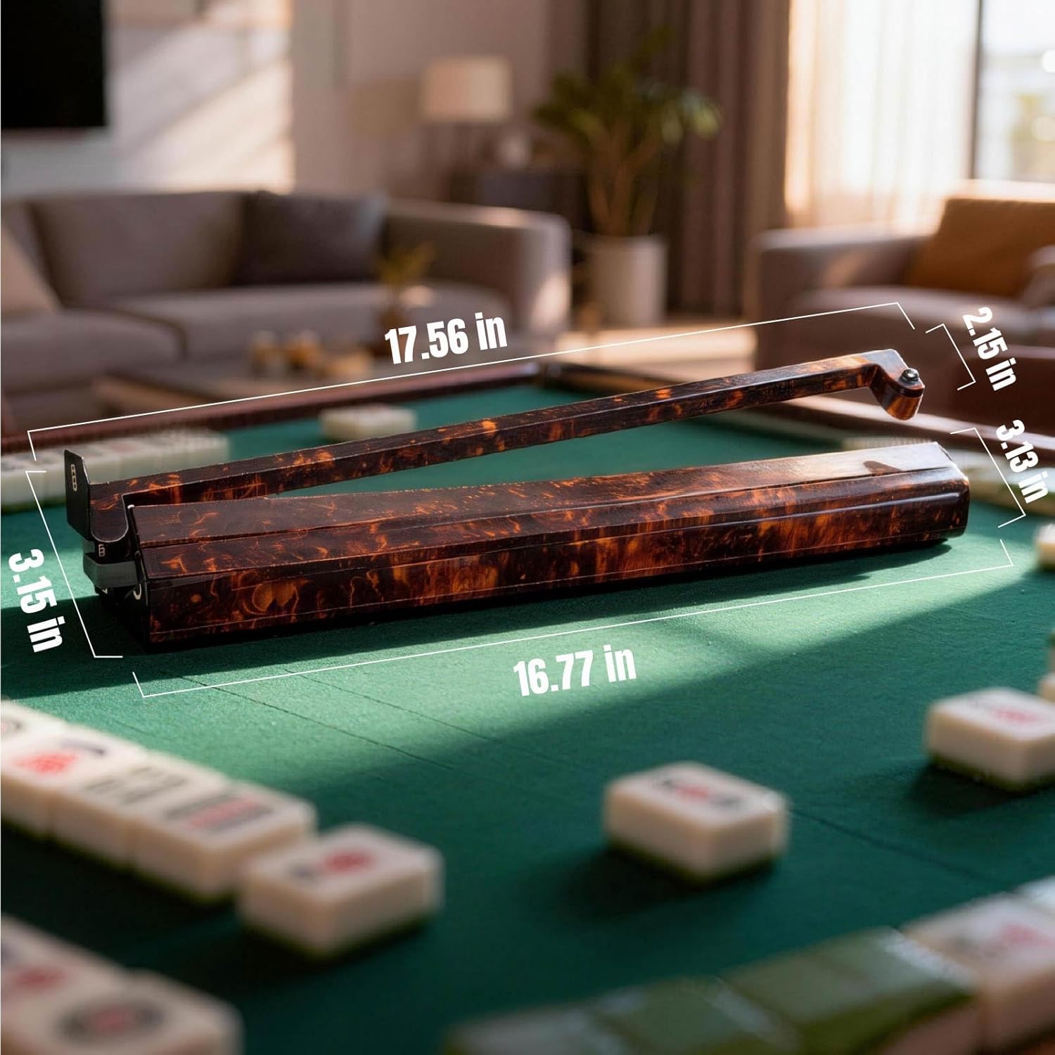 Tortoise Shell Mahjong Racks with Pushers Set of 4, Impact-Resistant ABS Mahjong Tile Holder and Mahjong Pushers, Scalloped Mahjong Racks with Pushers for Standard Tabletop Game Mahjong Tile Set