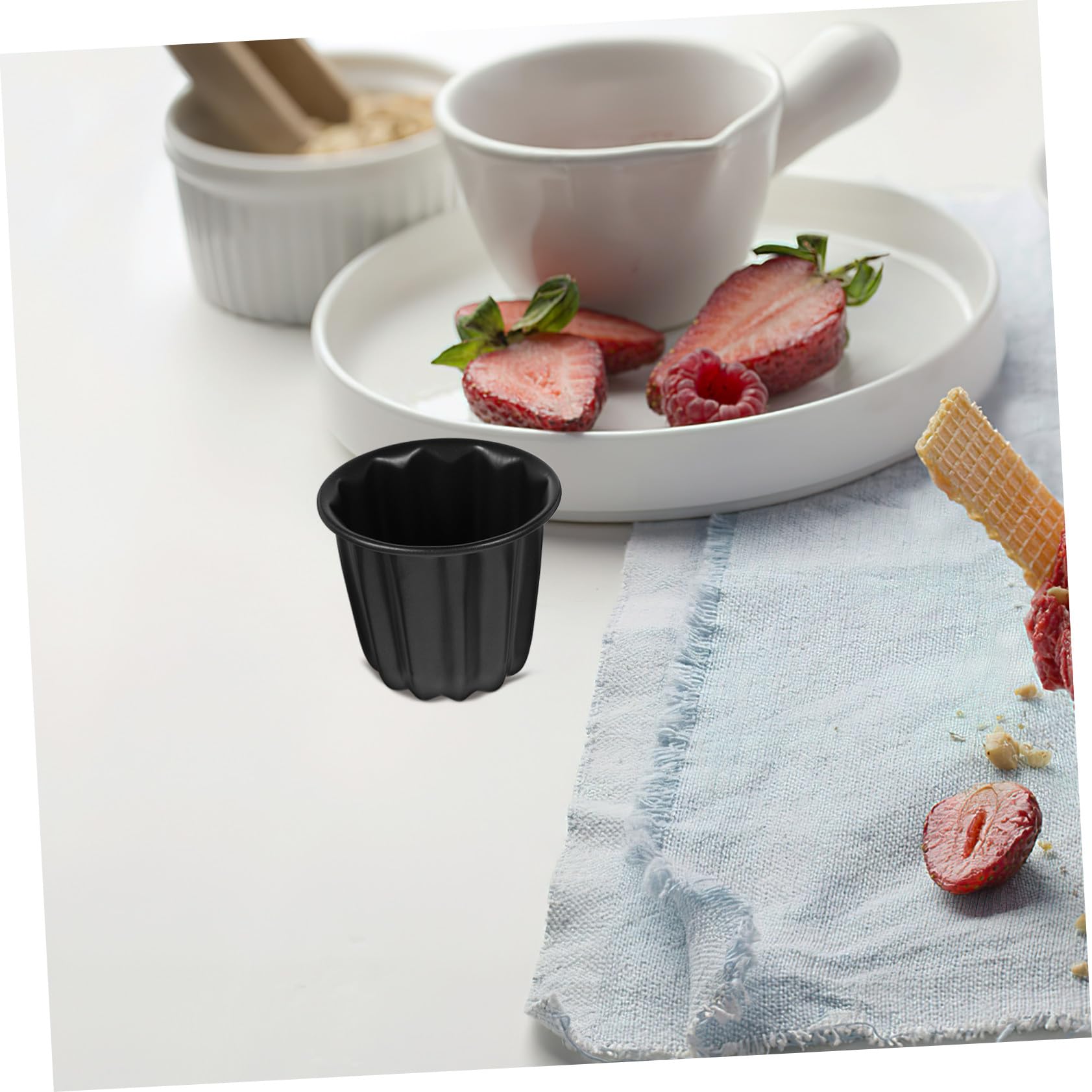 4 Stück Muffin Canelé Backformen aus Kohlenstoffstahl Antihaftbeschichtet Multifunktional für Kuchen Pudding und Gelee für Haushalt und Gastronomie