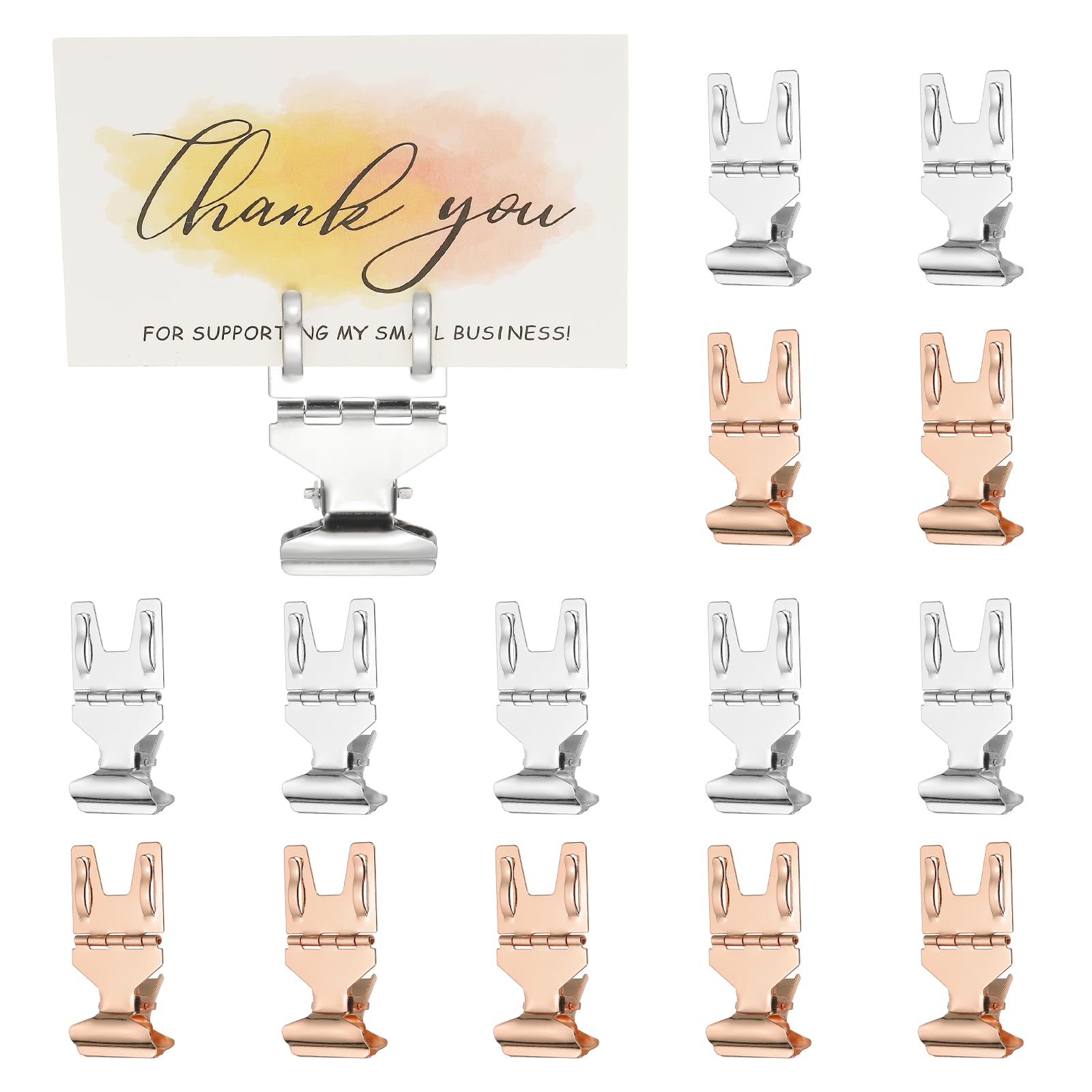 PATIKIL 20PCS Sign Clips, Metal Sign Holder Clip Rotatable Stand Label Display Rack Bendable for Display Supermarket Retail Merchandise Price Tag Clamps Clothing, Rose Gold Silver โ image 1