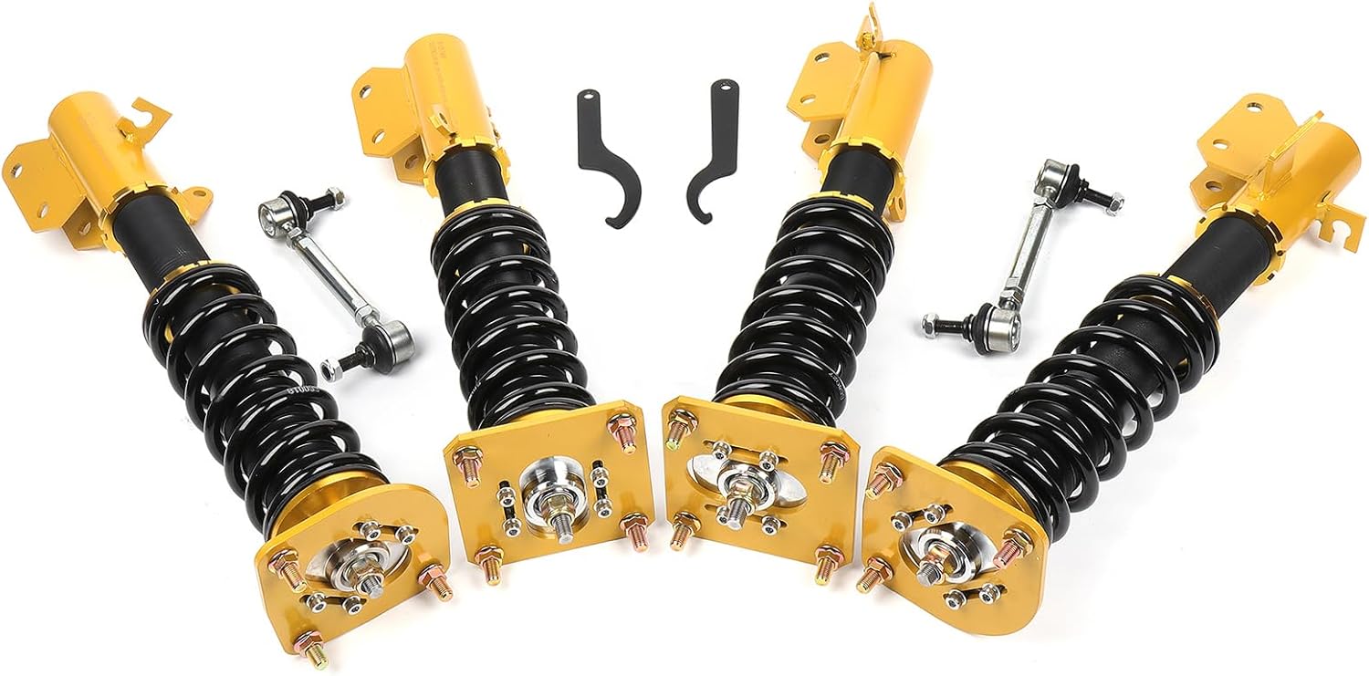 Coilovers Suspension Kit Fit for Mazda for Protege 1999-2002, for Mazda for Protege5 2002-2003 Coilovers Struts, Height Adjustable Lowering Kit, Golden