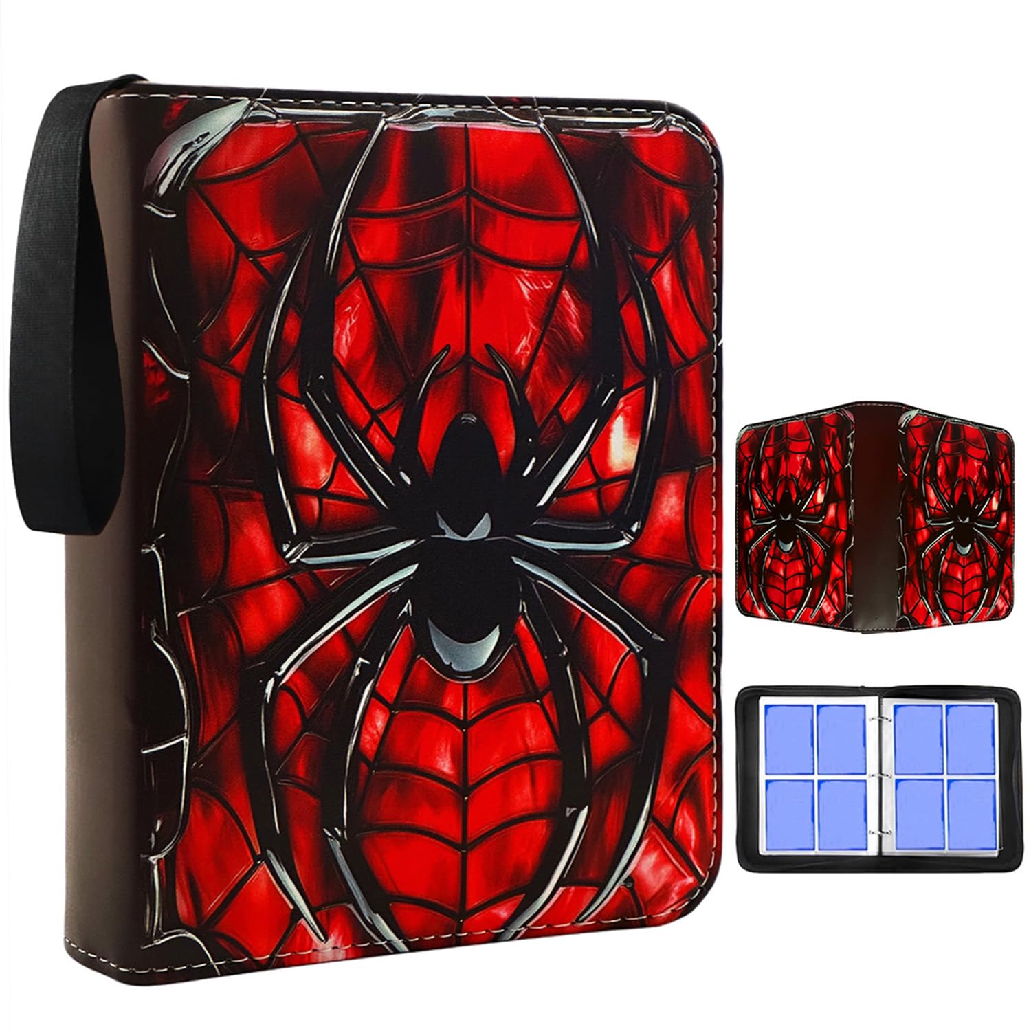 Trading Card Binder, 4 Pockets 400 Cards Holder with 50 Removable Sleeves Card Book Card Organizer for Game Cards Sports Cards Album Gifts for Card