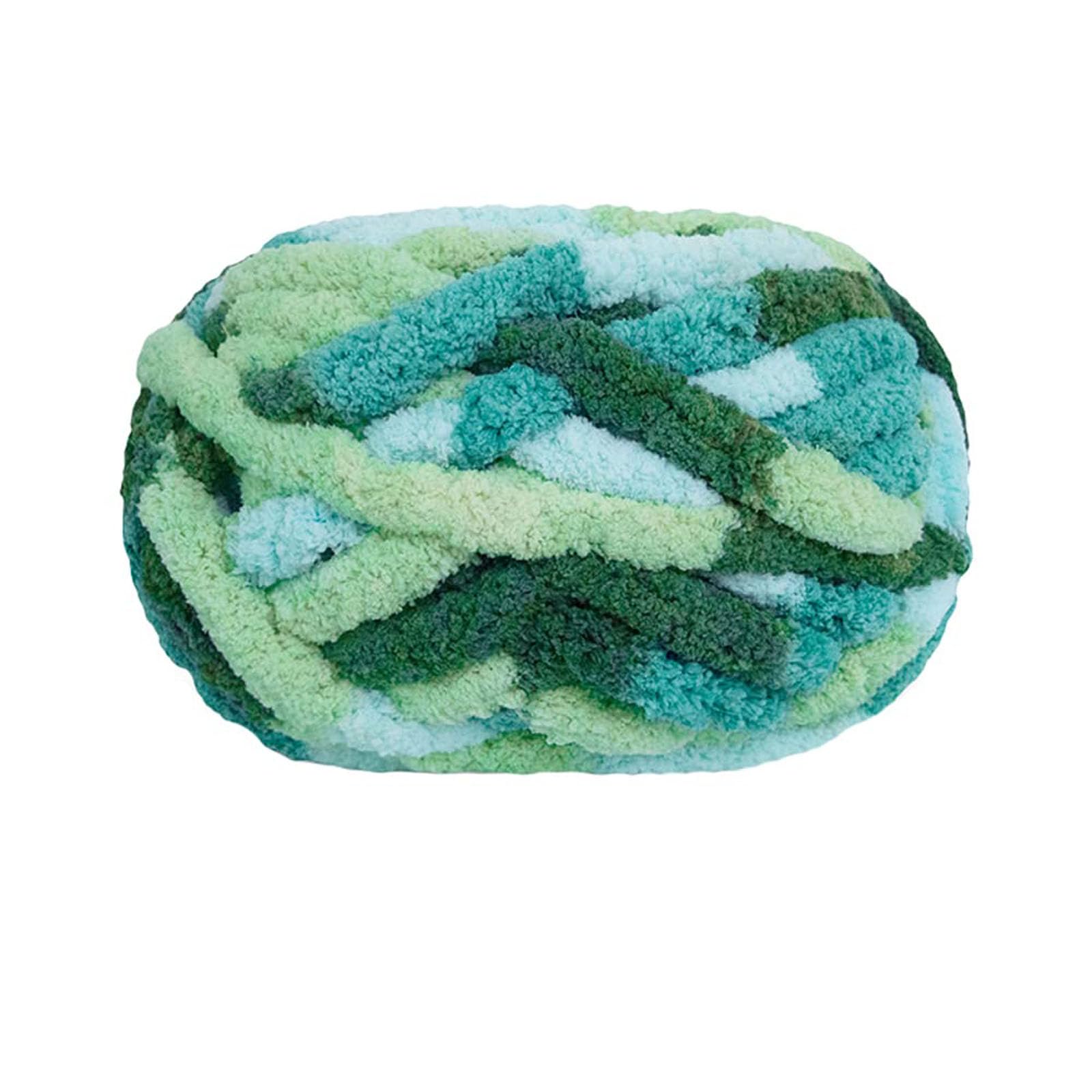 Chunky Knit Chenille Yarn for Hand Knitting Blankets, Super Soft Big Jumbo Blanket Yarn (Mixed Green) โ image 1