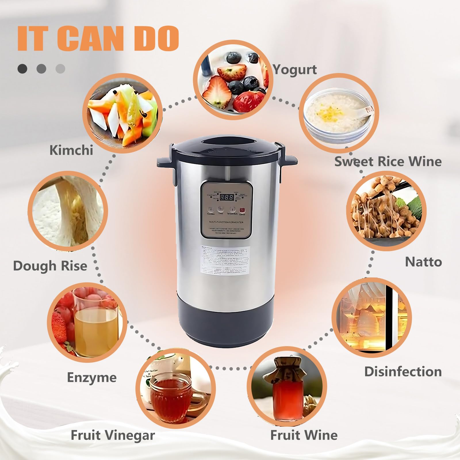Fermentatore Automatico per Yogurt E Macchina per La Fermentazione del Vino Dolce in Acciaio Inossidabile Fermentatore per Yogurt, Display LCD, A Basso Consumo Energetico per Uso Quotidiano 18L