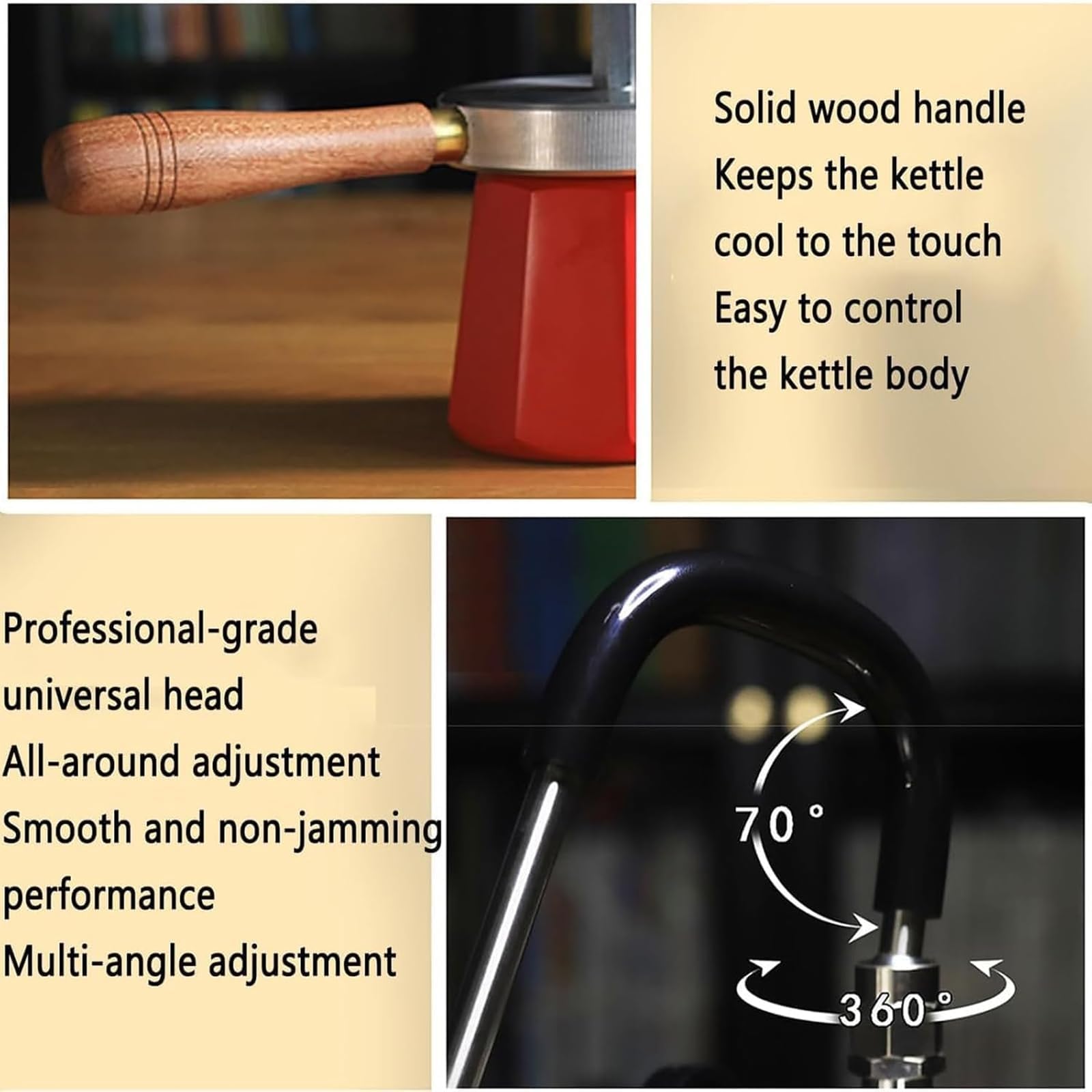 Espumador de leche portátil y vaporizador con ángulo ajustable para capuchino y café con leche