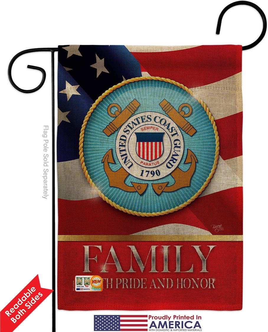 US Coast Guard Family Honor Burlap Burlap Garden Flags Pack Armed Forces USCG Semper Paratus United State American Military Veteran Retire Official Support Our Troops Gift Yard House 13 X 18.5