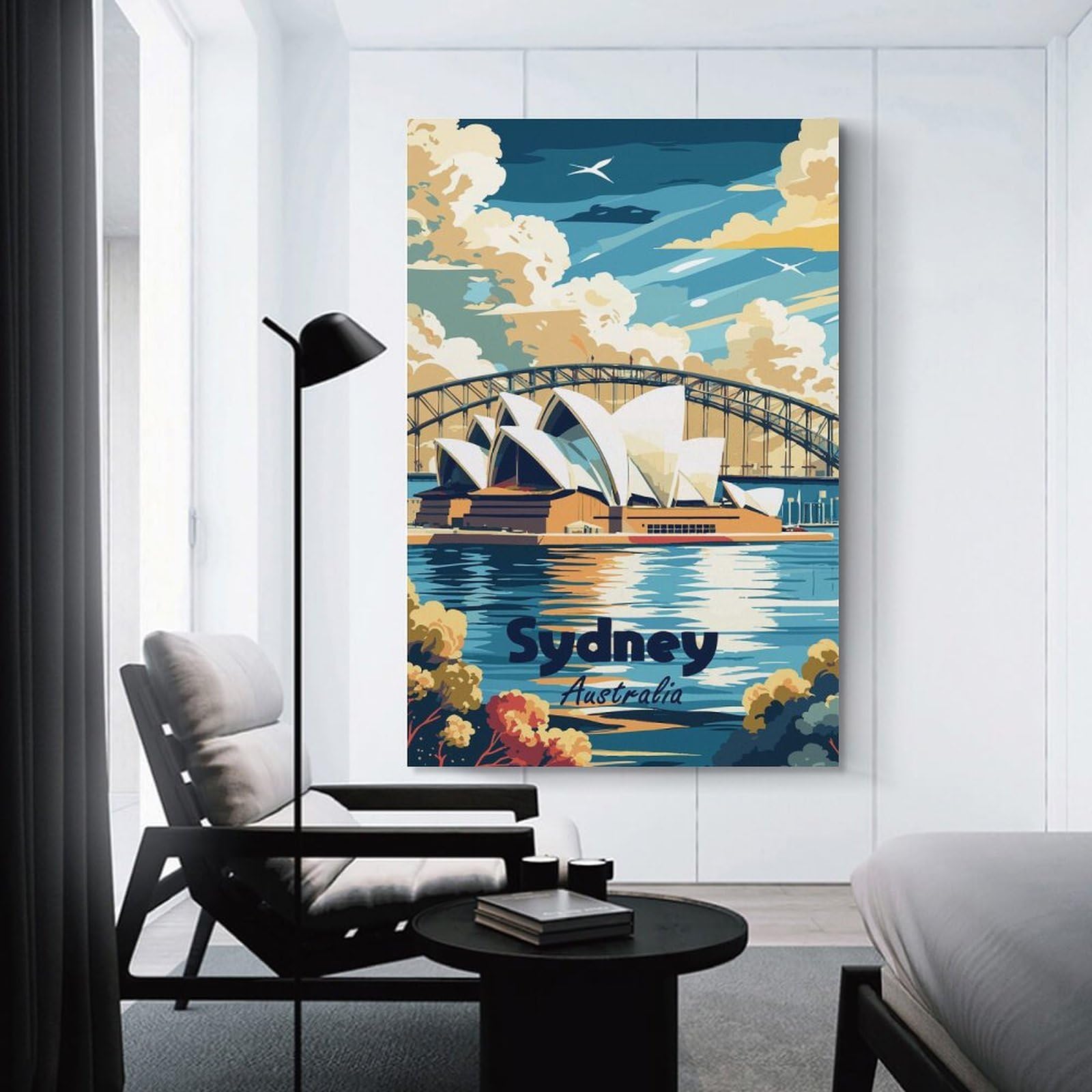 Junmoney Sydney Opera House Travel (2) Hanging Wall Art, 24x36inch(60x90cm), for Living Room, Bedroom, Office Or Hallway, Decorative Artwork with Broad Appeal