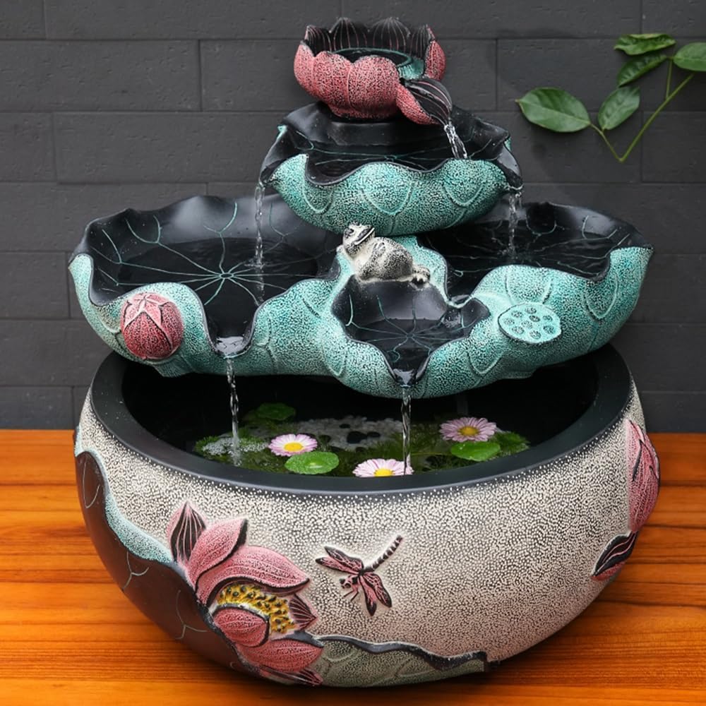 Tabletop Fountain Relaxation Circulating Waterfall Fountain Desktop Multi-Space Decor for Home and Office Desktop Fountains