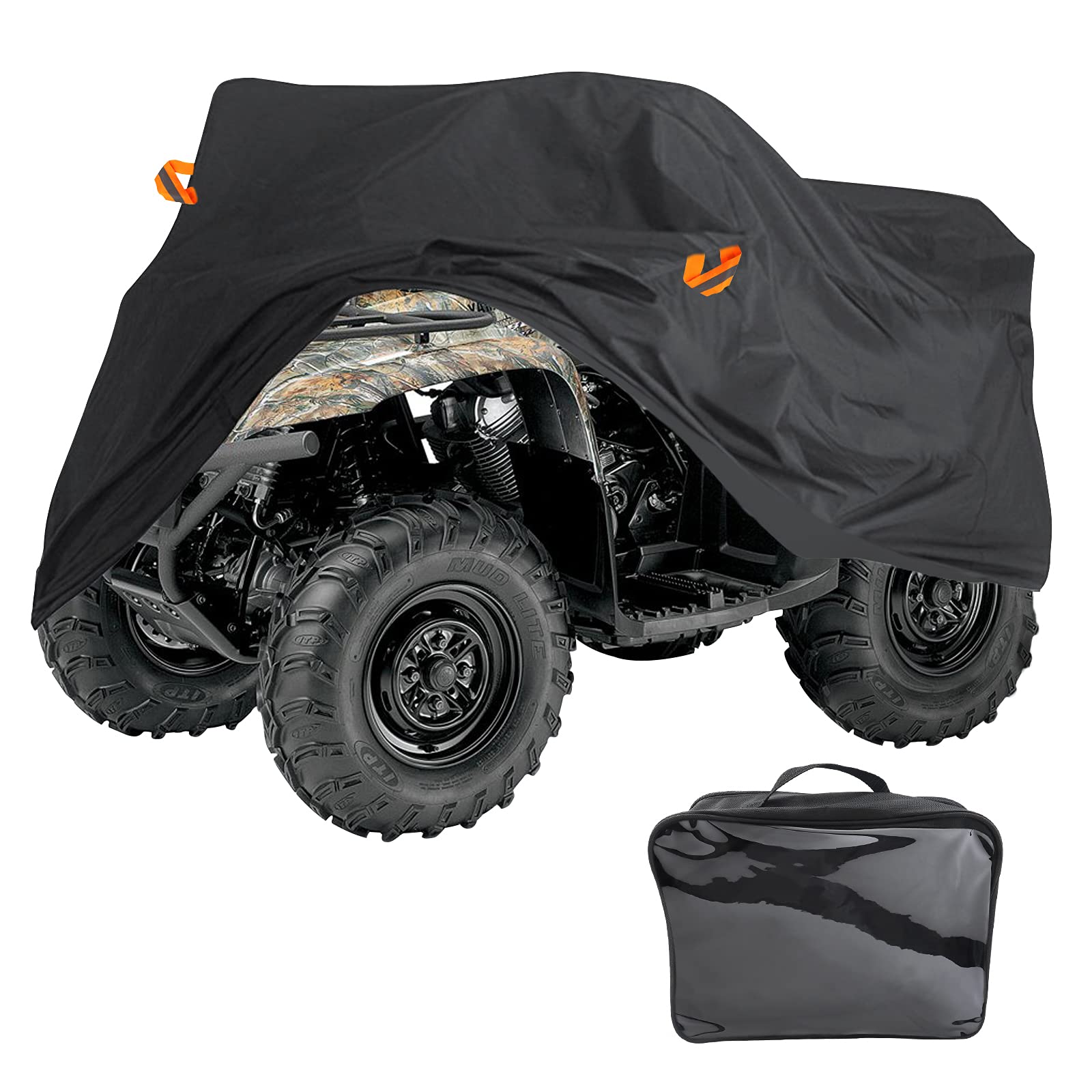 ATV Cover, Waterproof Heavy Duty 4 Wheeler Cover Quad Cover All Season Weather Proof Outdoor UV Protection for 100 Inch Polaris Kawasaki Yamaha Suzuki Honda (Black XXXLarge)