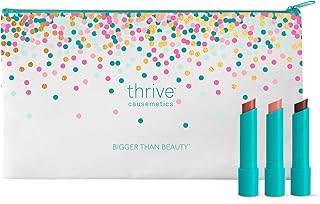 Thrive Causemetics Sheer Strength Hydrating Lip Tint Trio, Makeup Gift Set for Women, Long Lasting Hydration, Lightweight Moisturizing Tinted Lip Cream Formula, 3 Shades, Rowan, Kaisa, Melissa