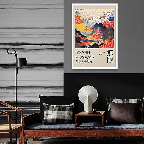 Miniatura 3 de JCCSFF Pósteres retro de Yayoi Kusama The Infinity Big World, coloridas olas de mar, impresiones abstractas, pintura retro japonesa de arte de