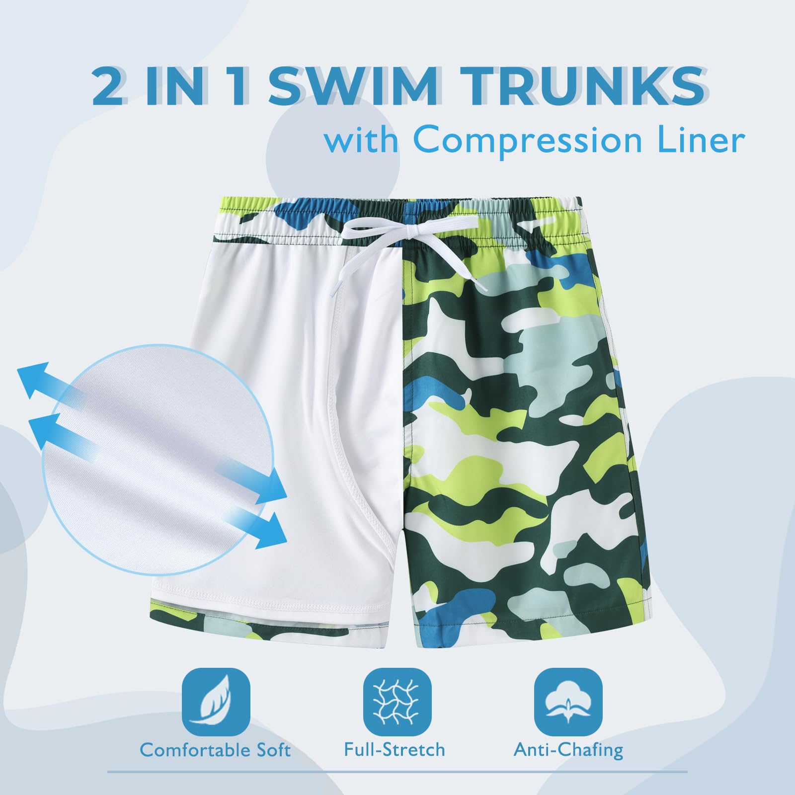 Aisyee Badehose Jungen Kinder Badeshorts Schnell Trocknende Boardshorts Kompression Liner Strand Shorts 3-16 Jahre