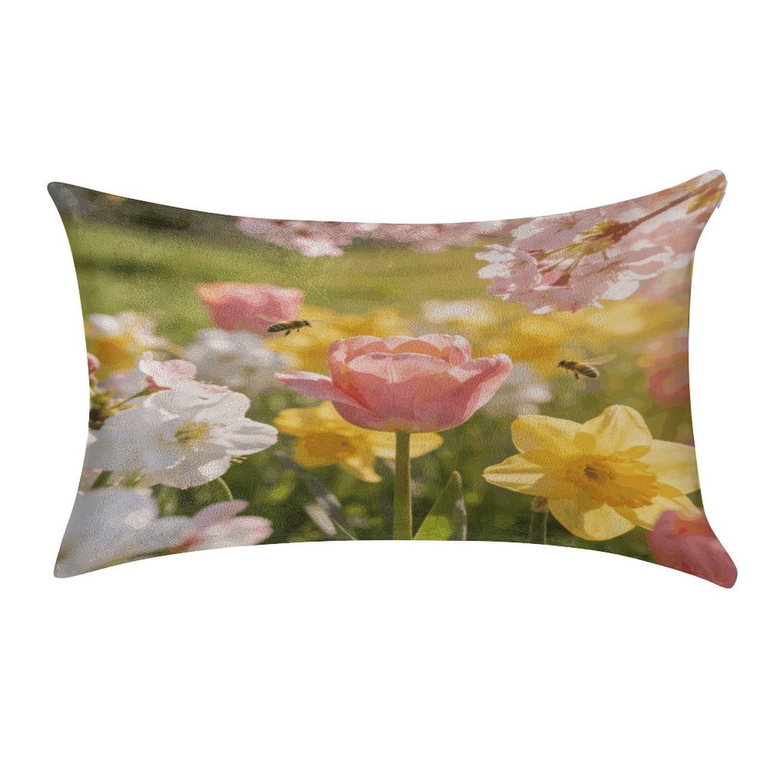 Fodpand Style Spring Field Sweet Words Pillowcase,Elegant Designed Home Decor,Velvet Pillowcase,Soft And Cozy,Pillow Case Cover With Hidden Zipper For Bedroom, Sofa, Couch