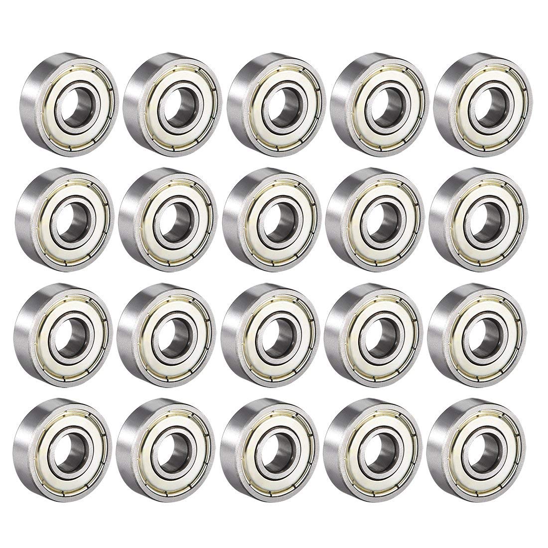 5 Stück Doppelgeschirmte Rillenkugellager 608RS – 8x22x7mm – Für Motoren, Drehbänke & Mehr (schwarz/silber)