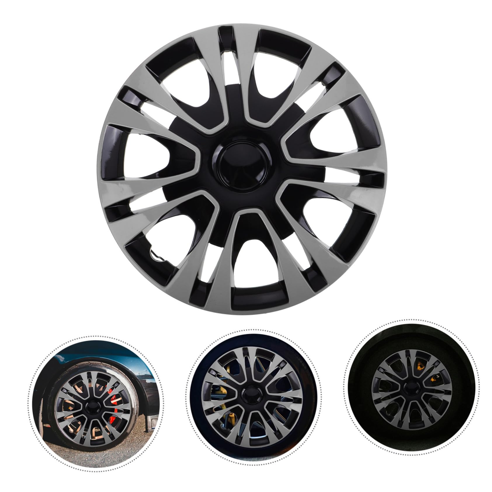 GLEAVI Coprimozzi Neri Universali 14 Pollici Copriruota Auto Impermeabile Accessori Per Veicoli Facile Installazione Design Elegante Protezione Pneumatici
