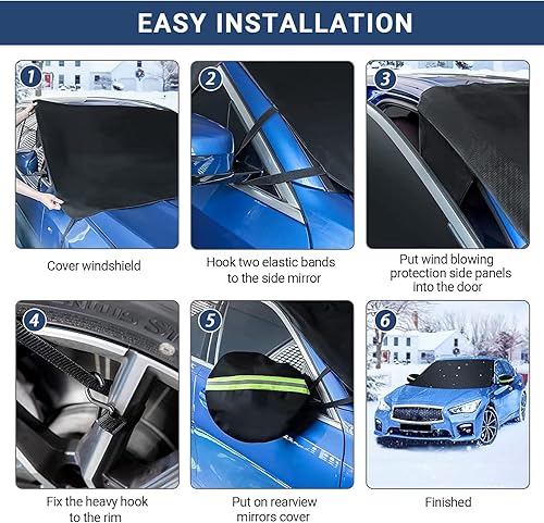 Miniatura 7 de Cubierta de parabrisas para hielo y nieve, cubierta de nieve para parabrisas de automóvil, cubierta gruesa impermeable para parabrisas de nieve y