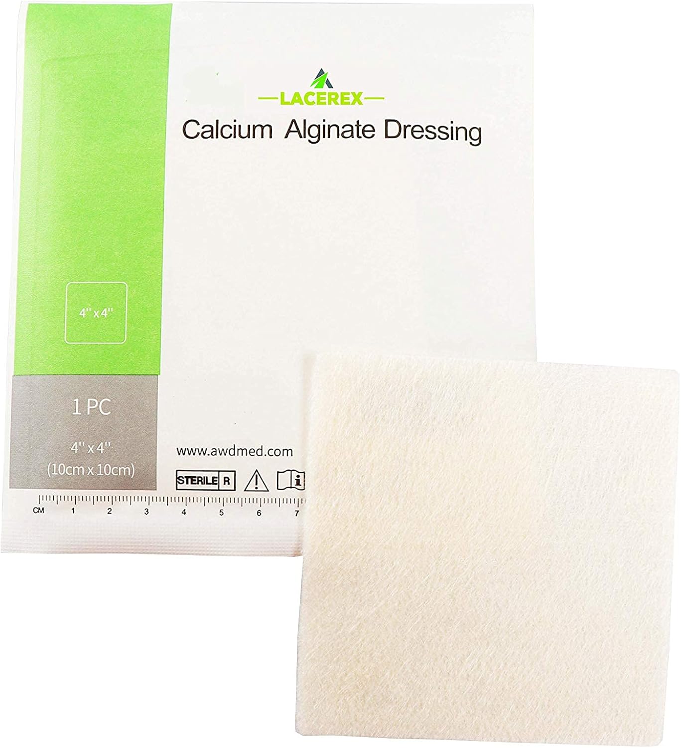 Calcium Alginate Wound Dressing - Highly Absorbent, Sterile, Non-Stick Padding, Comfortable & Absorbent. (4"x4") : Industrial & Scientific