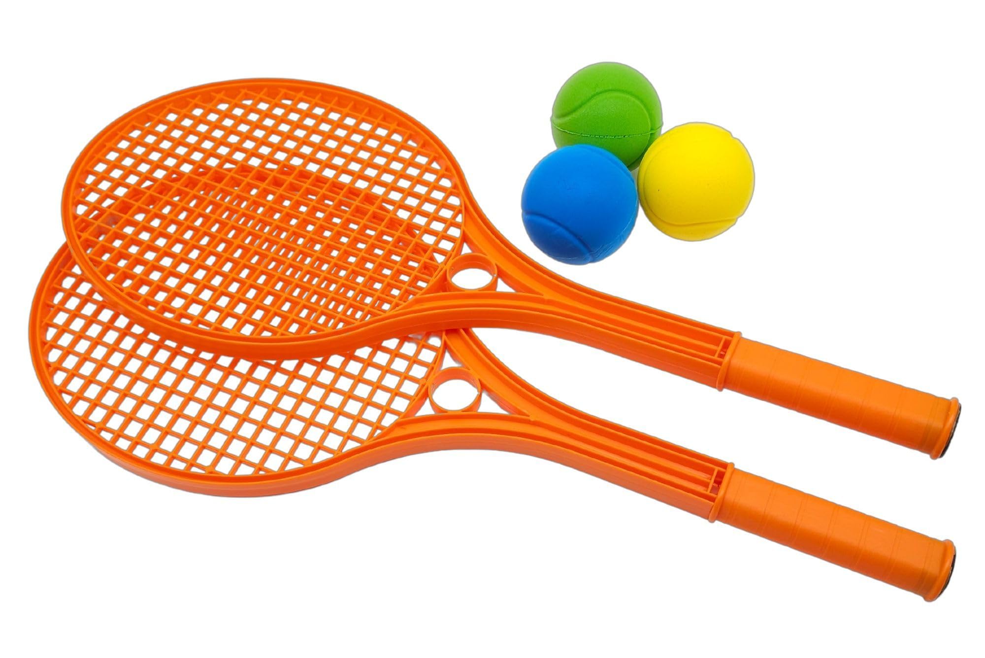 Set De Tennis De Plage 2 Raquettes En Plastique 50 Cm Avec 2 Balles En Mousse Et Housse De Transport