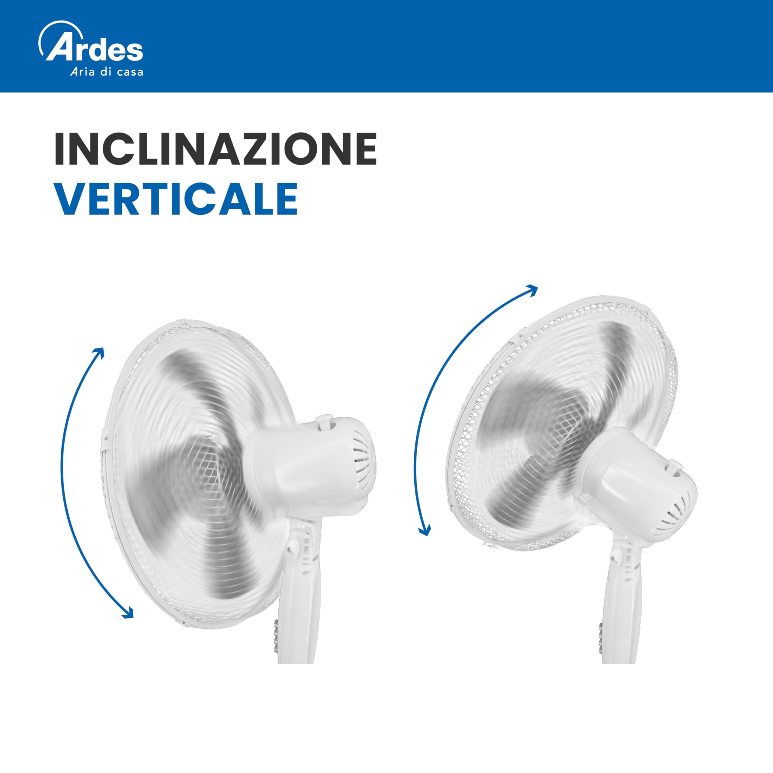 ARDES STEELO 40PBW AR5ST40PBW Ventilatore a piantana Ø40 cm 45 W con 3 velocità, altezza regolabile 100–120 cm e oscillazione automatica