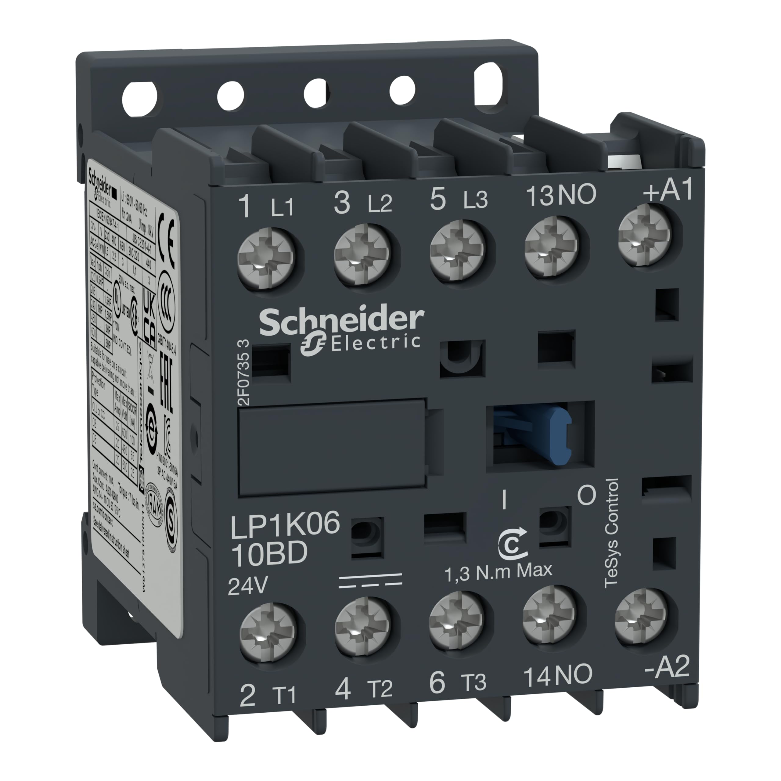 Schneider Electric LP1K0610JD Contactor 6A 12V DC, Contactor-3No 6A Ac3 Poles