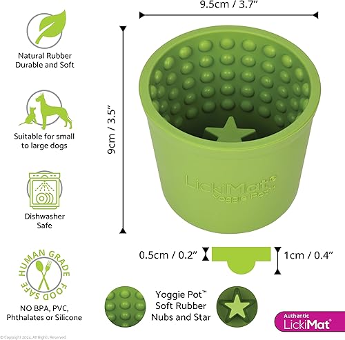 Miniatura 2 de LICKIMAT Yoggie Pot - Distracción, diversión y enriquecimiento. Dispensador de golosinas de goma de larga duración para todos los tamaños de perros