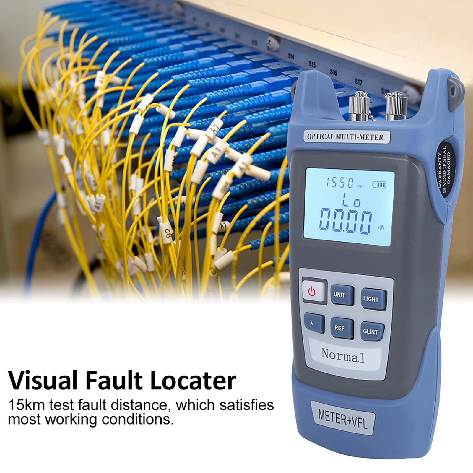 Yuecoom 15km Fiber Optical Power Meter, Portable Optical Fiber Power Meter High Precision Visual Fault Locater Fiber Optic Tool