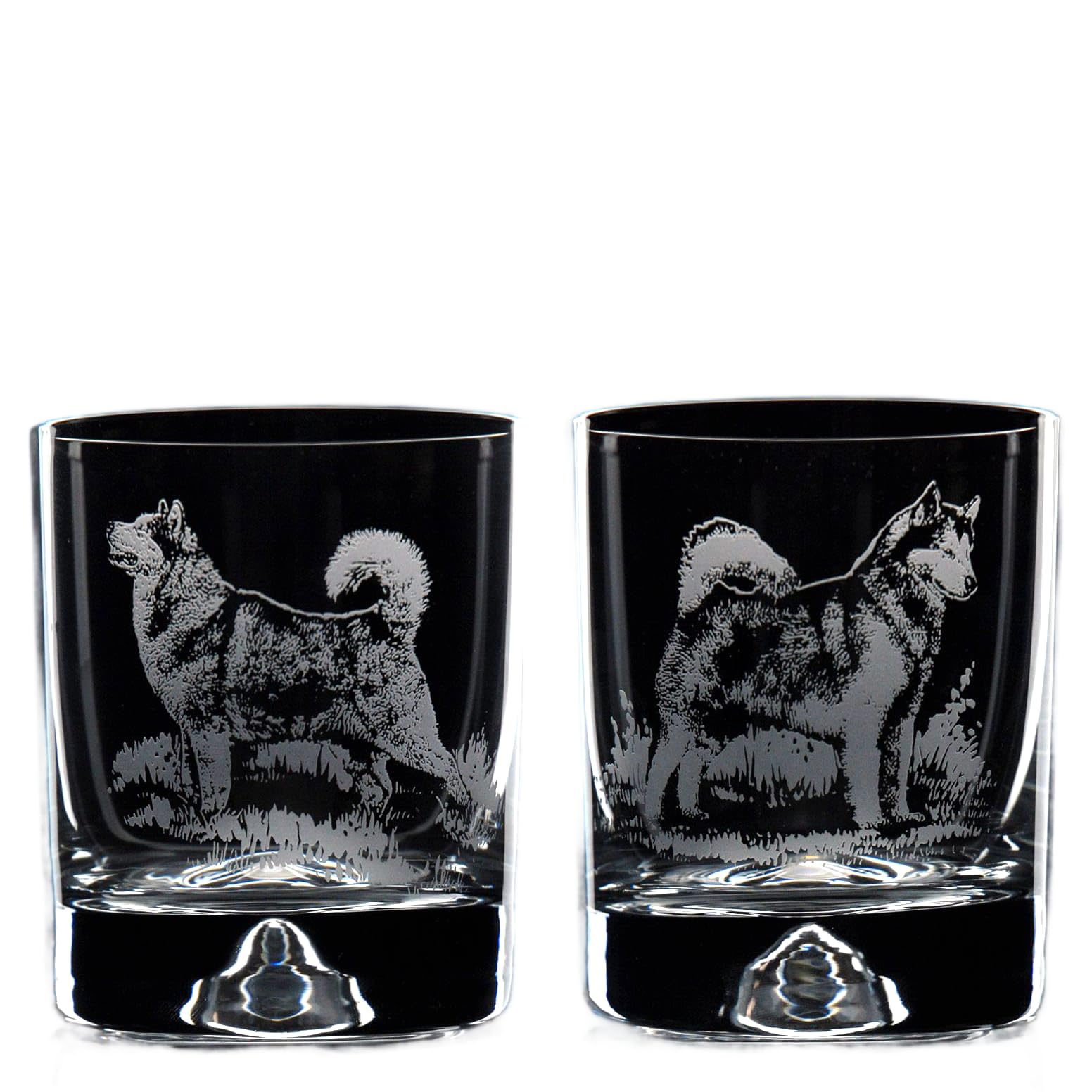 GLYPTIC Glass Art Alaskan Malamute Dog Placement Hand Etched/Engraved Whiskey Tumbler Glass — image 1