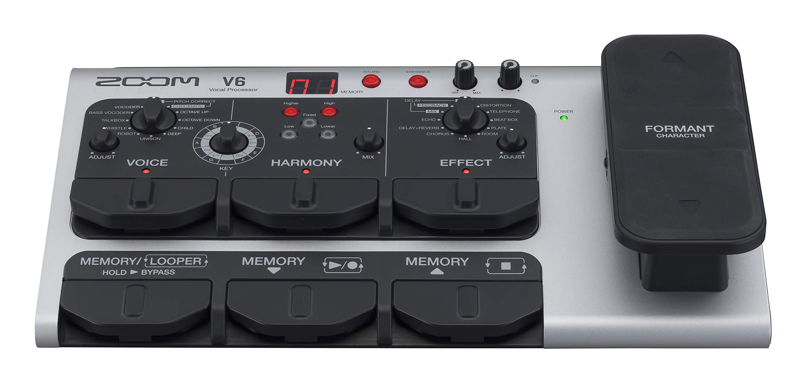 Zoom Procesador vocal V6-SP, pedal de efectos vocales, pedal formante, armonía, bucle, 10 efectos de estudio, para estudio y actuaciones en vivo
