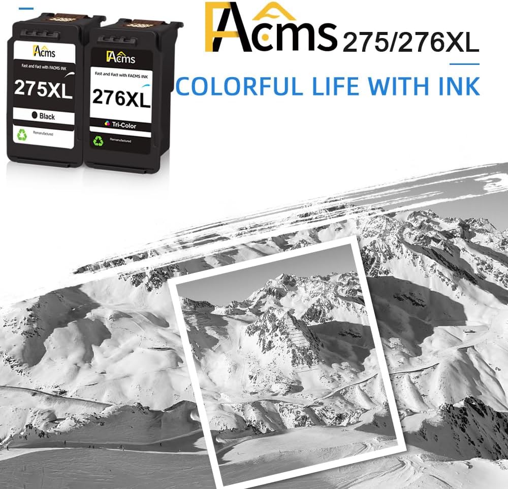 275XL 276XL Ink Cartridges Replacement for Canon Ink 275 276 PG-275 CL-276 Compatible with Canon PIXMA TR4720 TR4722 TS3522 TS3520 TS3500 Printer (1 Black, 1 Tri-Color)