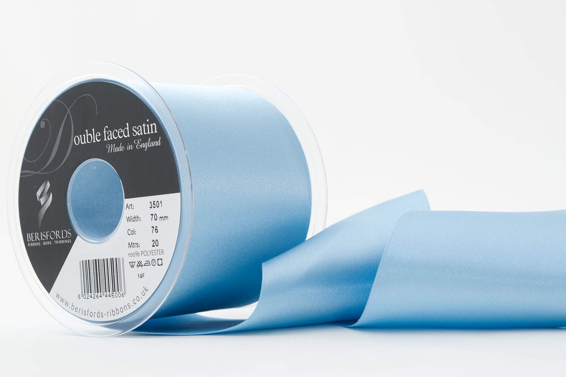 Berisfords 76 Cornflower Double Faced Satin Ribbon
