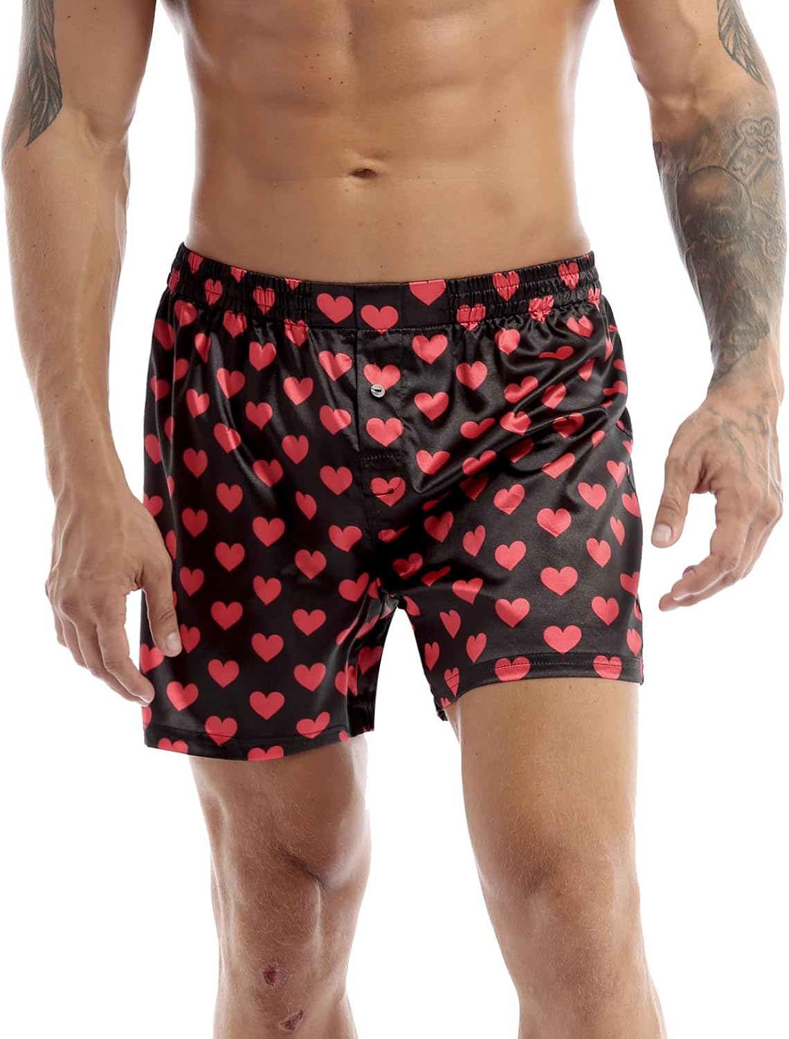 Lorilida Men's Silk Frilly Shiny Satin Boxer Shorts Loose Sports Loose Underwear Halloween Pajamas